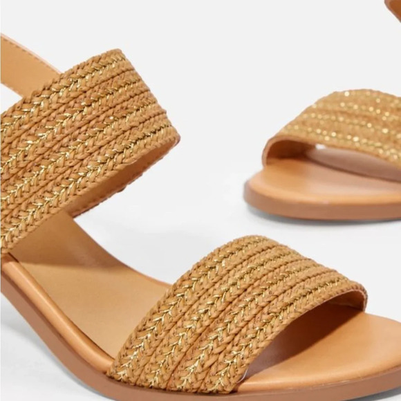 JustFab Women Ishla Blocked Heeled Sandals size 11 gently used color natural - Picture 3 of 15